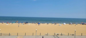 Oceanfront beach, sky, & dolphins